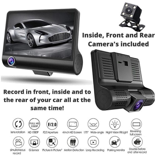 Car Dash Camera With 32GB SD Card HD 1080P LCD Dual Lens Front And Rear Cam UK - Picture 3 of 11