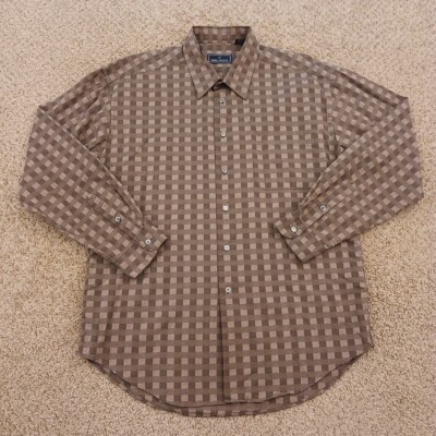 Daniel Hechter Shirt Mens XL Gray Plaid Long Sleeve Button Up Cotton