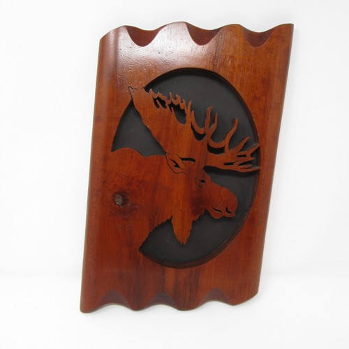 Rustic Wood Moose Head Silhouette Wall Plaque Cabin Lodge Decor Cut Out Vintage - Imagen 3 de 6
