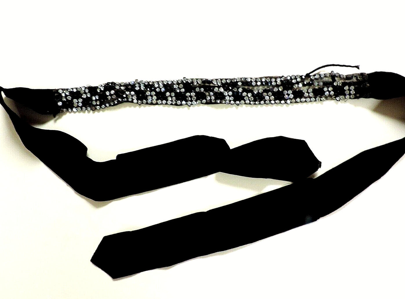 1920s Handmade Fine Thread Beaded Rhinestone/Velv… - image 4