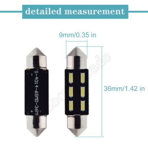 10PCS White 36MM C5W Festoon LED Car Dome Map Interior Light Bulbs 6000K 12V DC - Picture 3 of 7