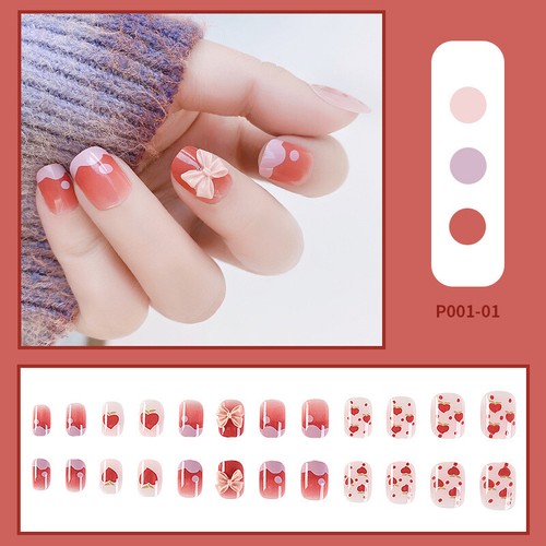 24 Pezzi Disegno Acrilico Copertura Completa Punte Unghie Finte Manicure Francese Punte Unghie Finte - Foto 13 di 36
