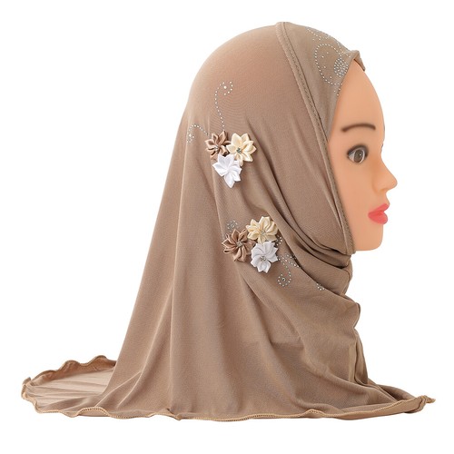 Muslim Kids Girls Hijab Scarf Islamic Children Hot Drilling Scarf Headscarf 2-6Y - Picture 106 of 132