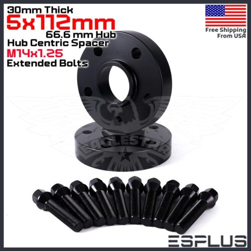 [2] 30mm Thick BMW G-Body 5x112 C.B 66.6 Wheel Spacer Kit 14x1.25 Bolts Included - Picture 1 of 13