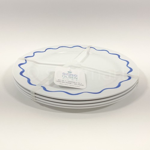 Sigrid Olsen Home Melamine Blue Edge Dinner Plates 10.5" (Set of 4) - Picture 3 of 6
