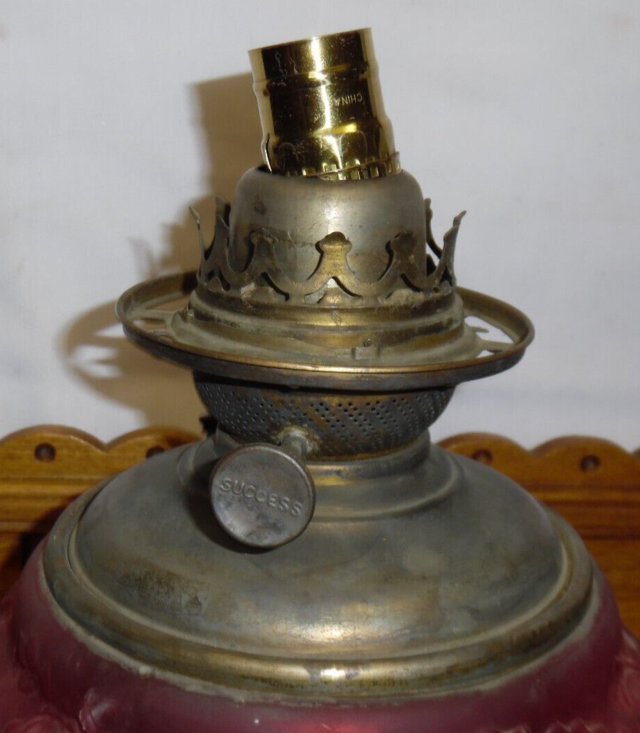 Electrified Antique Ruby Glass Success Kerosene Lamp Base eBay