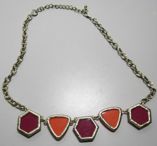 Faceted geometric necklace choker 18" Retro Look #13 - Picture 3 of 3