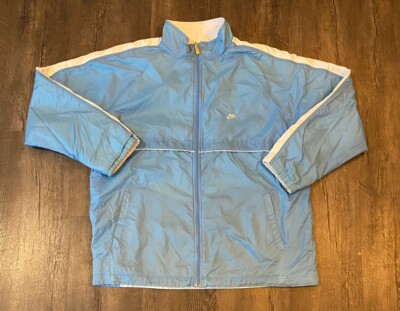 Nike Men's Reversible Jacket Blue White Colorblock Full Zip Embroidered Swoosh