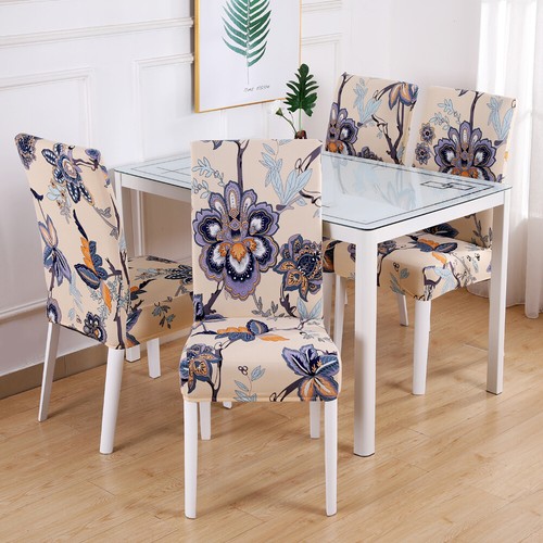 1/4/6pcs Spandex Stretch Printed Dining Chair Covers Slipcovers Home Living Room - Picture 11 of 90