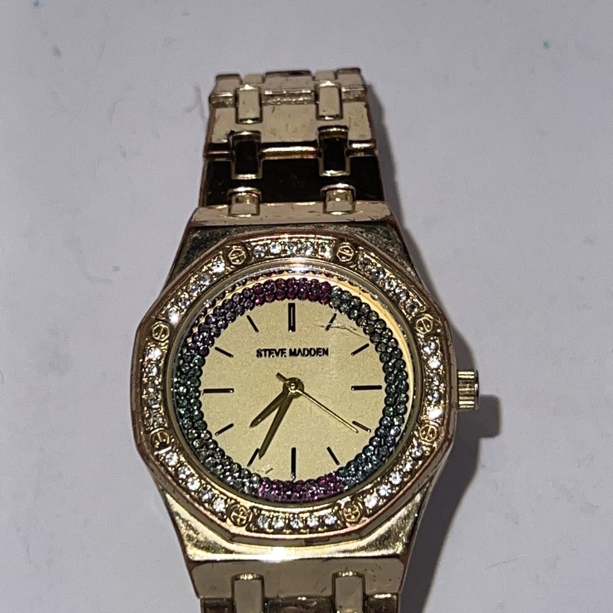 Steve Madden Women s Watch SMW177 Gold Tone With Rhinestones NEW