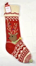 Pottery Barn Kids REINDEER Merry & Bright Christmas Stocking NO MONOGRAM NO NAME