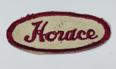 Vintage Horace Name Tag Patch Gas Oil Mechanic Attendant Uniform WWII Era