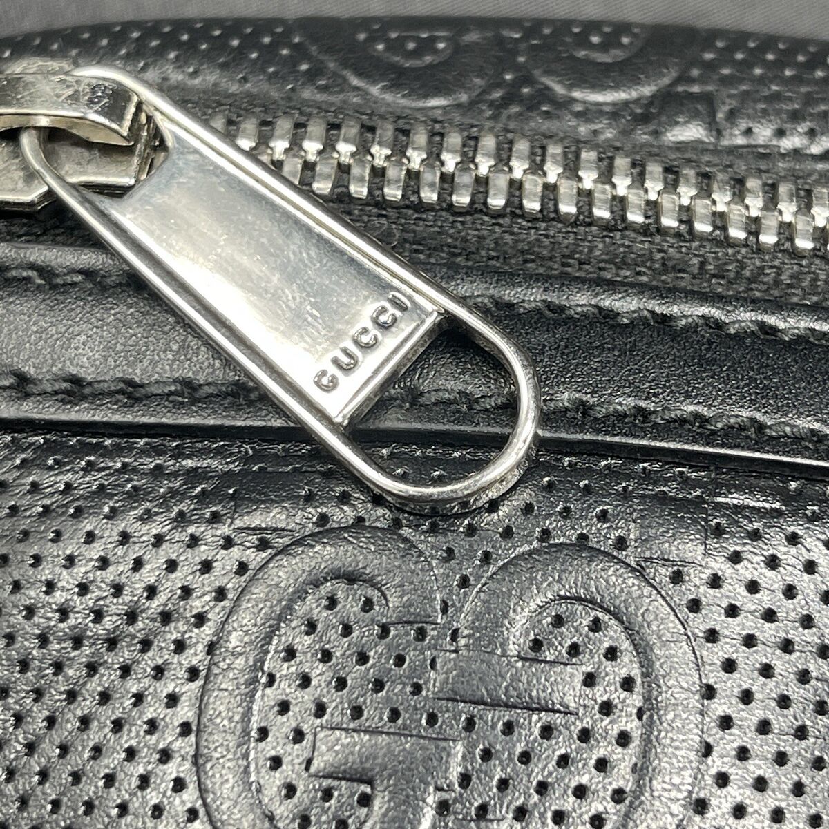Gucci Calfskin GG Embossed Perforated Tennis Belt Bag Black Gucci Calfskin GG Embossed Perforated Tennis Belt Bag Black