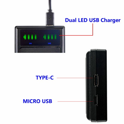 USB LED Battery charger for Gopro AHDBT-501 Gopro Hero 5 Hero 6 Hero 7 Camera - Picture 3 of 7