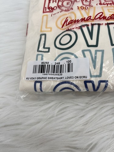 NEW Hanna Andersson French Terry Sweatshirt Loved Valentines Size 4 100 Unisex - Picture 11 of 11