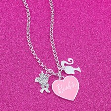 Barbie™ Pulsera De Abalorios Con 3 Colgantes Esmaltados: Silueta, Monopatín Y Caravana | Talla única | Joya Oficial De Zinc Para Fans De Barbie