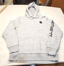 Carhartt Hoodie Youth M 8-10 Gray Relaxed Fit Fleece Pullover Logo Patch