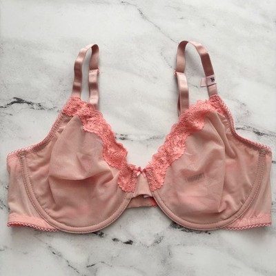 Victoria's Secret Bra Tease Macaron Sheer Mesh & Lace Unlined Underwire Demi