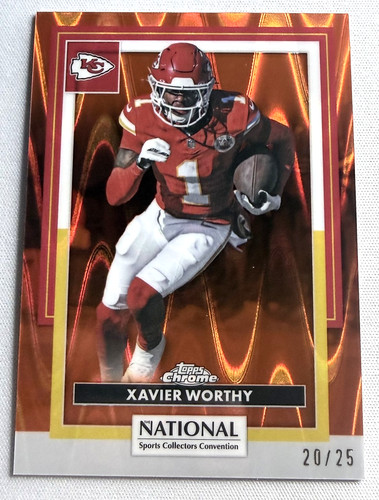 2026 Topps Chrome National Xavier Worthy Orange Refractor 20/25 #NFL-13