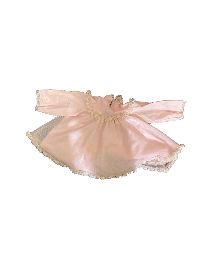 Vestido Vintage Bebé Niña Rosa Volantes Encaje Años 50 Infantil Talla 12M Manchas Acampanadas Foto 4 de 4