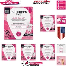 Refreshing Sheer Floral Feminine Wipes, 12 Count Each, 60 Wipes Total, Odor-Free