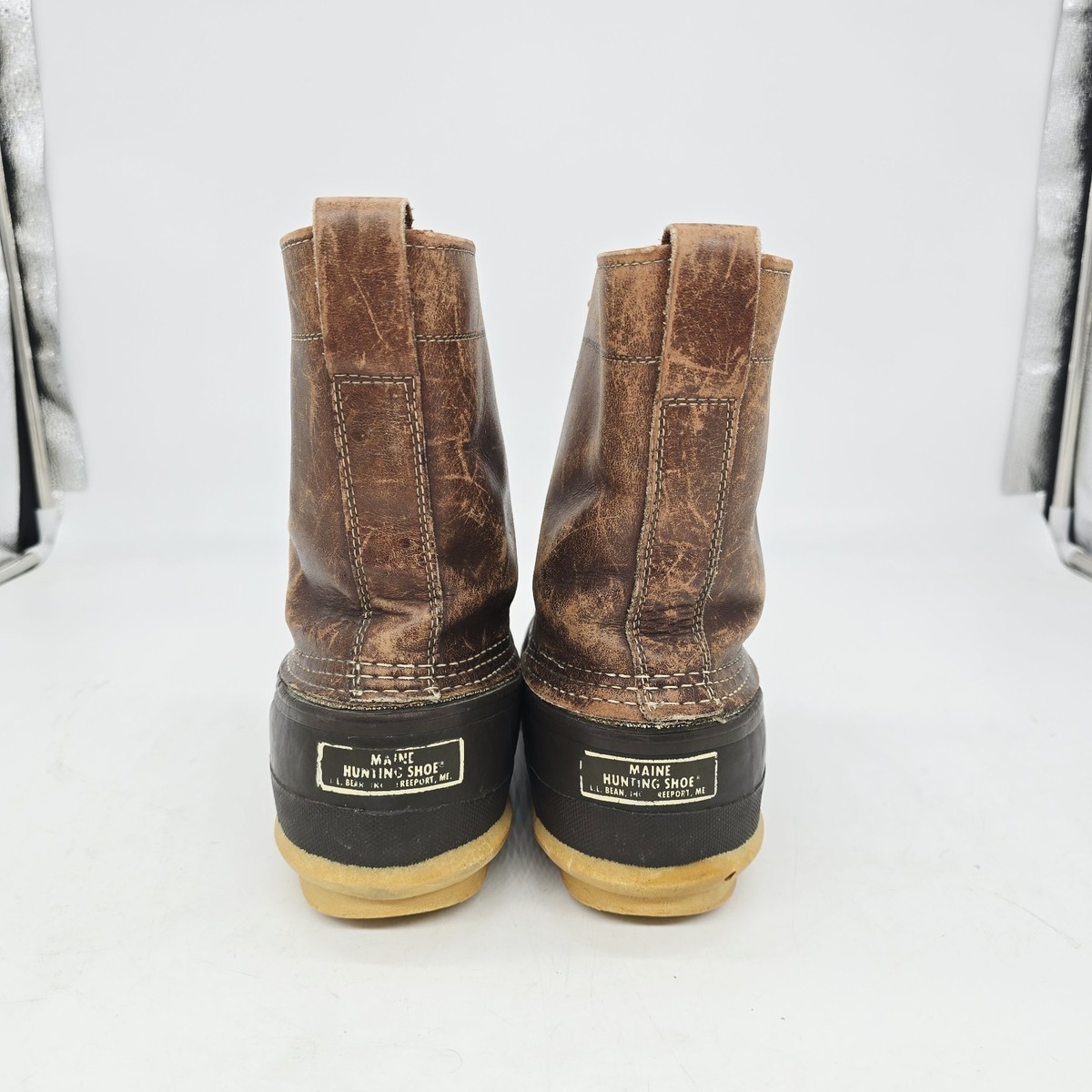 Vintage 70s LL Bean Boots Mens 8 Maine Hunting Shoe Script 