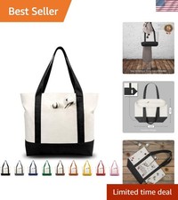 1  3  6  30 Pack Canvas Tote Bag with an External Pocket, Reusable Grocery...