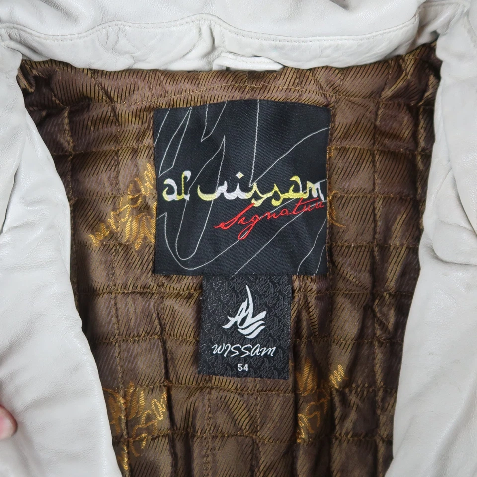 Al Wissam Studded Leather Jacket Mens Size 54 Embroidered AOP Zip Up Y2K Hip Hop - Image 4 of 4