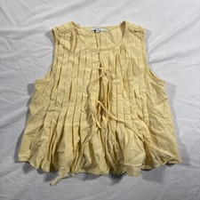 Elodie The Label Kali Linen Sleeveless Top Tie Front Yellow Medium