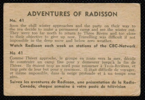 1957 Parkhurst Adventures of Radisson #41 - Picture 2 of 2