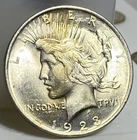 1923 PEACE SILVER DOLLAR - BRILLIANT UNCIRCULATED  - Slash Of Gold Toning