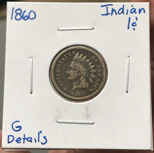 1860 Pointed Bust 1C Copper-Nickel Indian Head Cent G Details