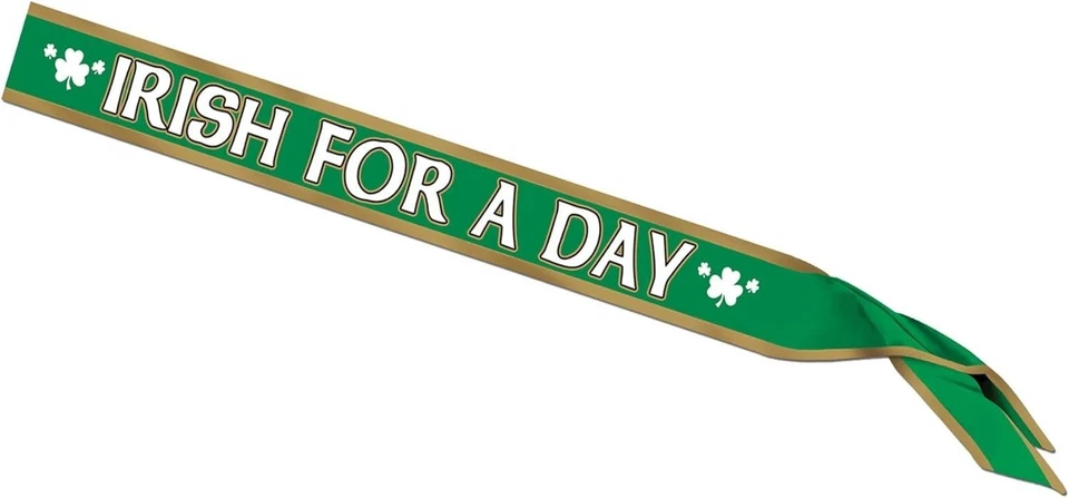 Festive Irish For A Day Satin Sash Green St Patrick's Day Celebration Accessory - Image 2 of 4