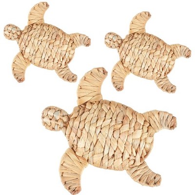 3 Pcs Sea Turtle Beach Theme Decor 3 Size Handmade Wicker Turtle Wall Decor S...