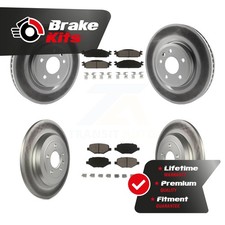 Front Rear Coated Disc Brake Rotor And Ceramic Pad Kit For 2009-2010 Lincoln MKS