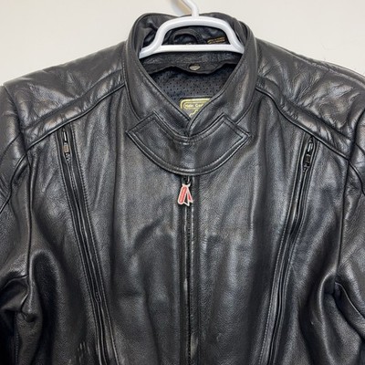 Hein Gericke Motorcycle Leather Cafe Racer Jacket Black Men's Size
