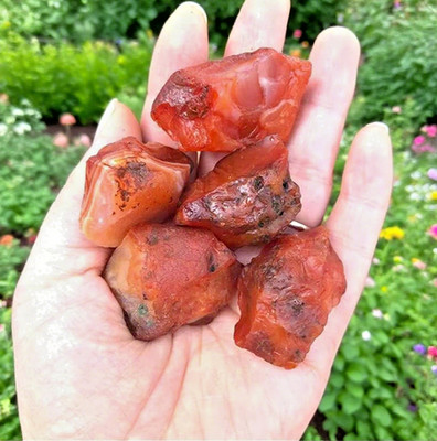 5PCS Raw Carnelian Crystal Stone  Natural Orange-Red Gemstone   Spiritual Stone