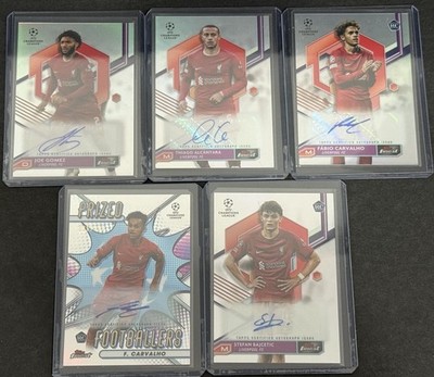 2022-23 Topps Finest UCL Liverpool Bajcetic Gomez Carvalho Alcantara Auto Lot 5