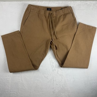 Obey Brown Canvas Cotton Drawstring Elastic Waist Tapered Casual Pants Men L