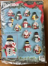 Bucilla 1994 Christmas ROLY POLY SANTA SNOWMEN Felt Kit Ornaments 12 83140