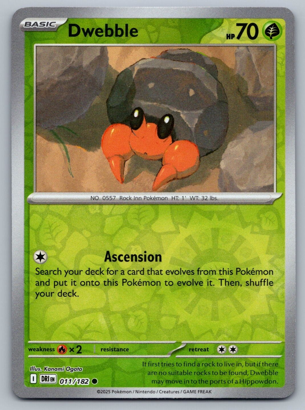 Destined Rivals - NM - Dwebble 011/182 Reverse Holo