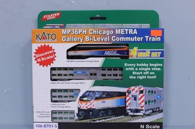 KATO 106-8701-S MP36PH Chicago METRA Gallery Bi-Level Commuter Train Set