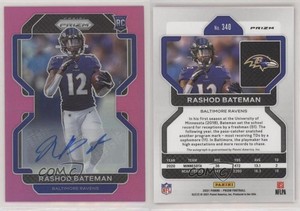 2021 Panini Prizm Rookie Pink Prizm Auto Rashod Bateman #340 Rookie Auto RC