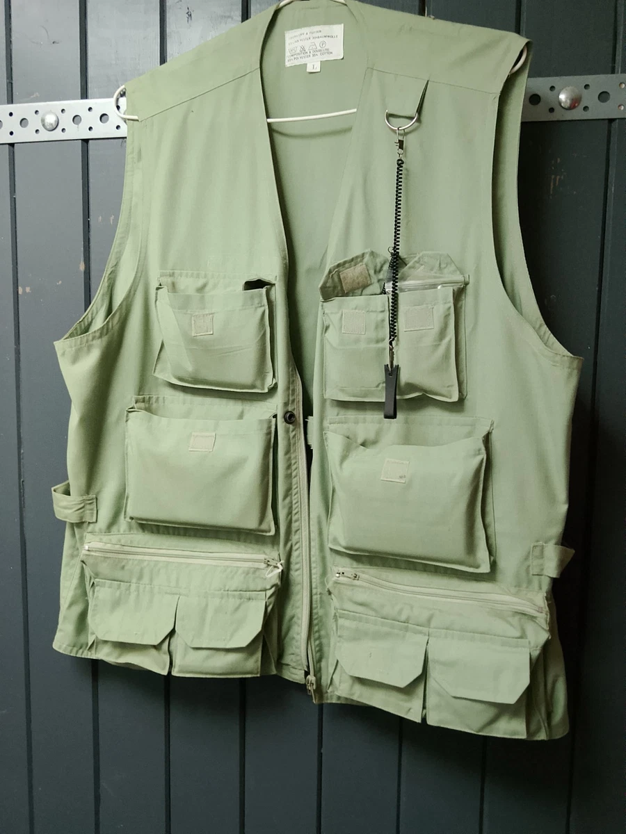 Gilet De Pêche Utilitaire Homme - Vert, Multi-poches Zippées - Taille L - Coton
