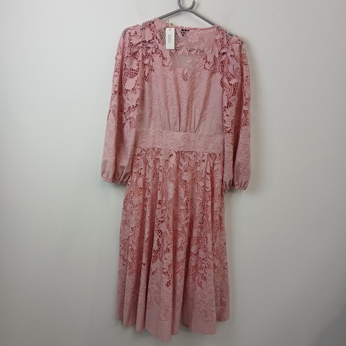 Marchesa Rosa Dress Size 8 Women's Pink Floral Lace Long V Neck BNWT FPL-WRDC - Picture 9 of 16