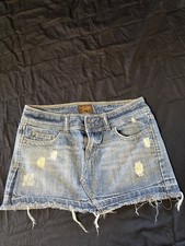 Vintage Aeropostale Distressed Denim Mini Skirt Sz 3/4 Y2K