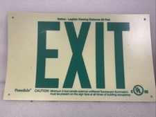 Photoluminescent Unframed Red Exit Sign UL 924 RG  GOOD condition
