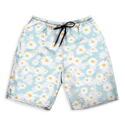 Rustic Daisy Floral Hawaiian Shorts Beach Summer Wear