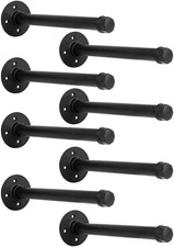 Industrial Black Iron Pipe Shelf Brackets, 8-Inch Set of 8 for DIY Shelving