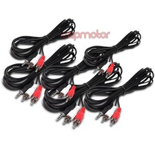 6X 10FT 3.5MM AUX RCA PHONO MALE AUDIO STEREO JACK BLACK SPLITTER CABLE ADAPTER